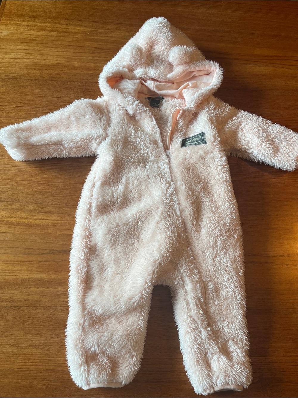 Eddie Bauer Plush Hooded Pink One-Piece Footie